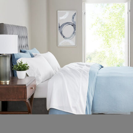 Madison Park 525 Thread Count Cotton Blend Sheet Set in White, Full MP20-6543