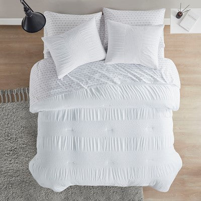 Madison Park Essentials Nimbus Comforter Set with Bed Sheets in White, Twin MPE10-951