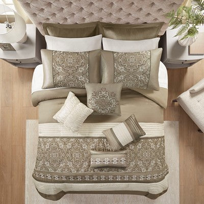 Madison Park Essentials Jelena 24 Piece Room in a Bag in Natural, Cal King MPE10-525