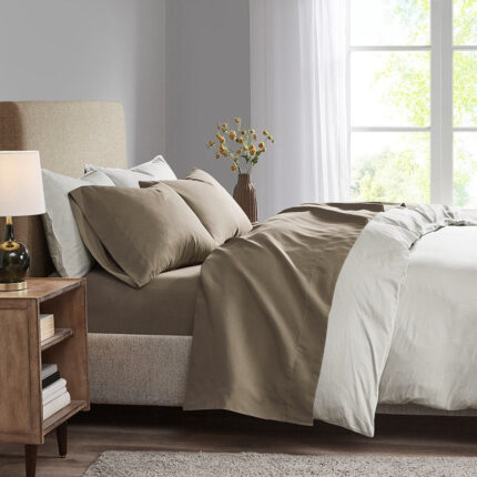 Madison Park 3M Microcell All Season Lightweight Sheet Set in Brown, Full MP20-1196