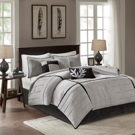 Madison Park Dune 7 Piece Comforter Set in Grey, Queen MP10-146