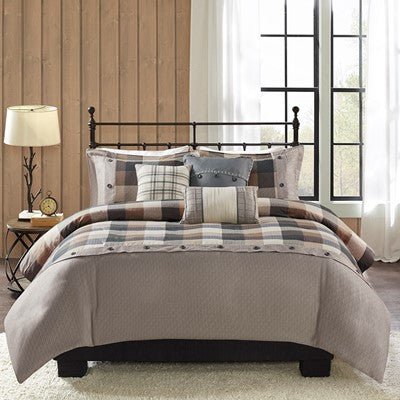 Madison Park Ridge 6 Piece Herringbone Duvet Cover Set in Neutral, Full / Queen MP12-7215