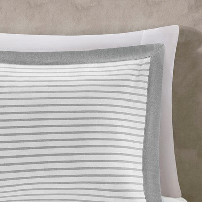 Madison Park Essentials Hayden Reversible Yarn Dyed Down Alternative Comforter Set in Grey, Twin MPE10-564