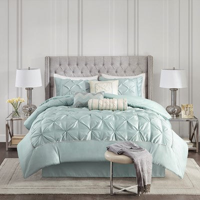 Madison Park Laurel 7 Piece Tufted Comforter Set in Seafoam, Full MP10-2576