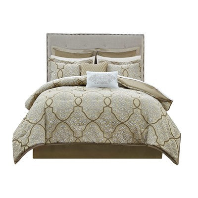 Madison Park Lavine 12 Piece Complete Bed Set in Gold, King MP10-7951