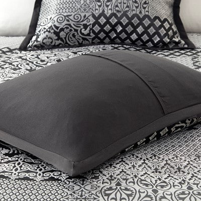 Madison Park Cassian 7 Piece Jacquard Comforter Set in Black, King MP10-7699