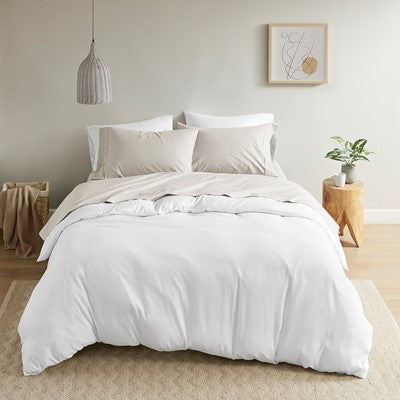 Madison Park 200 Thread Count Cotton Peached Percale Sheet Set in Ivory, King MP20-5380