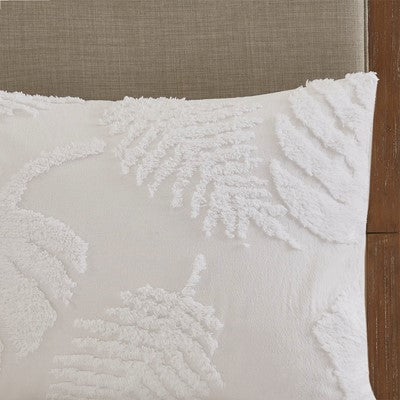 Madison Park Bahari 3 Piece Tufted Cotton Chenille Palm Comforter Set in Off White, King / Cal King MP10-6222
