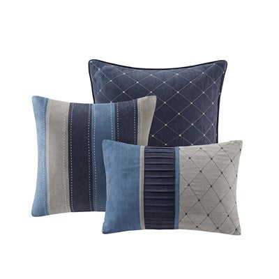 Madison Park Collins 7 Piece Comforter Set in Navy, Queen MP10-1636