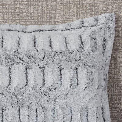 Madison Park Gia Back Print Long Fur Comforter Mini Set in Grey, King / Cal King MP10-7239