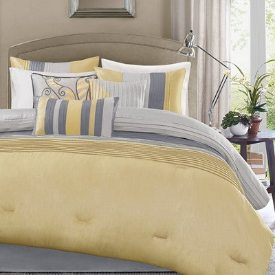 Madison Park Amherst 7 Piece Comforter Set in Yellow, Cal King MP10-2450