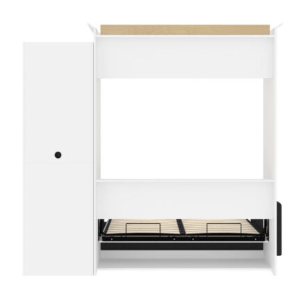 Versatile Queen Murphy Bed with Sofa and Shelving Unit 92W in White