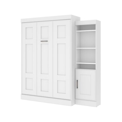Bestar Edge Full Murphy Bed with Storage Unit (81W) in white