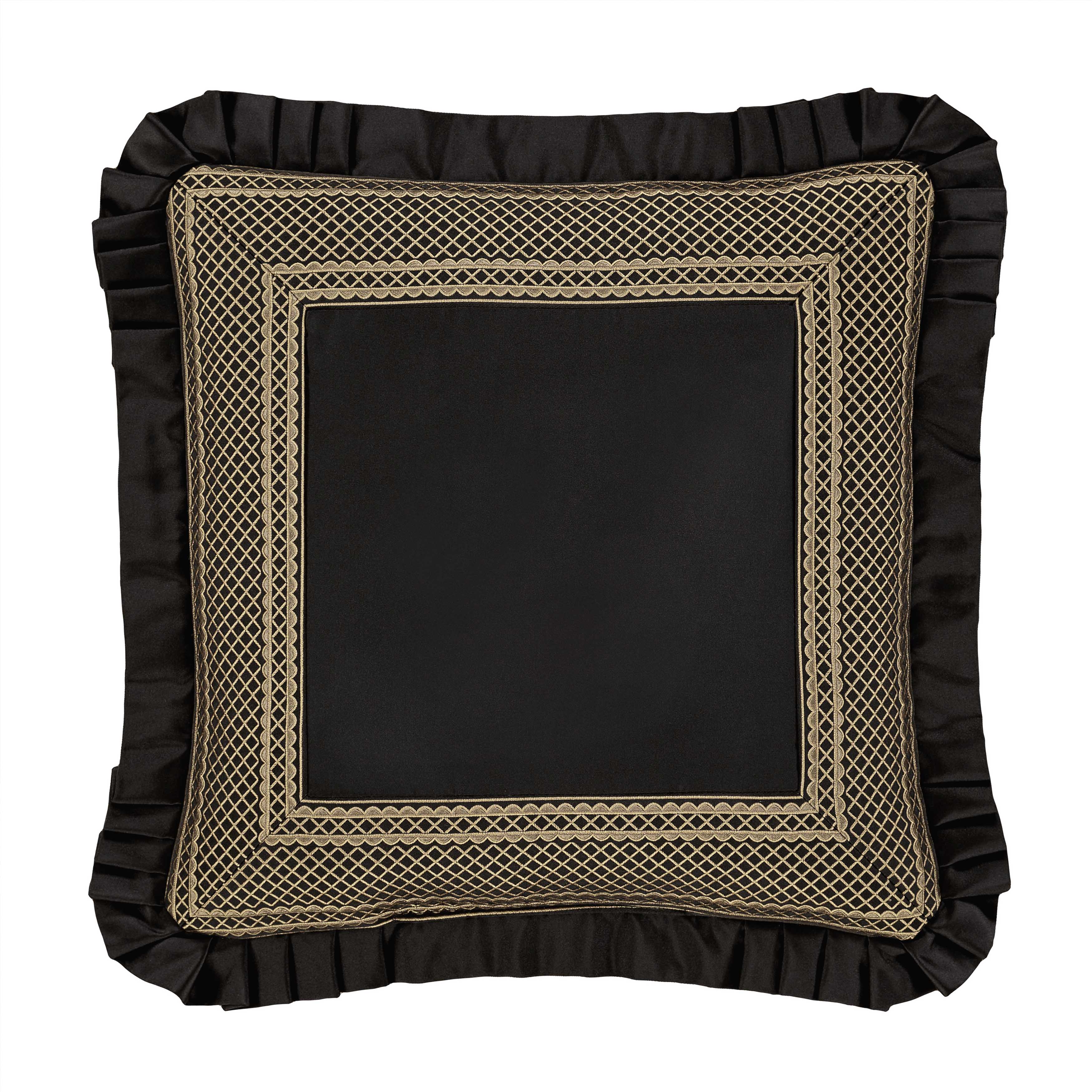BrunelloBlackandGoldSquareDecorativeThrowPillow20x20