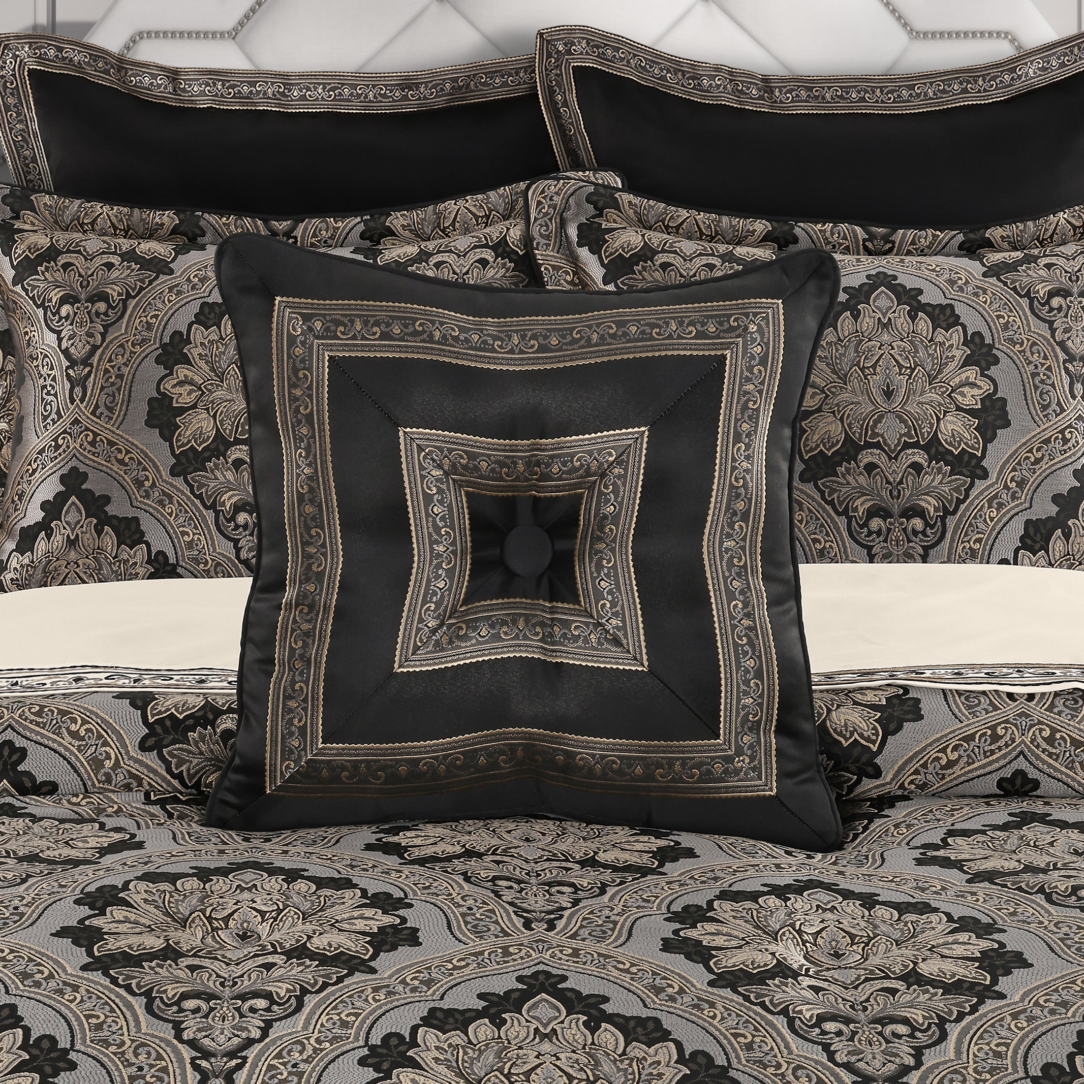 HarrimanBlackSquareDecorativeThrowPillow18-x-18
