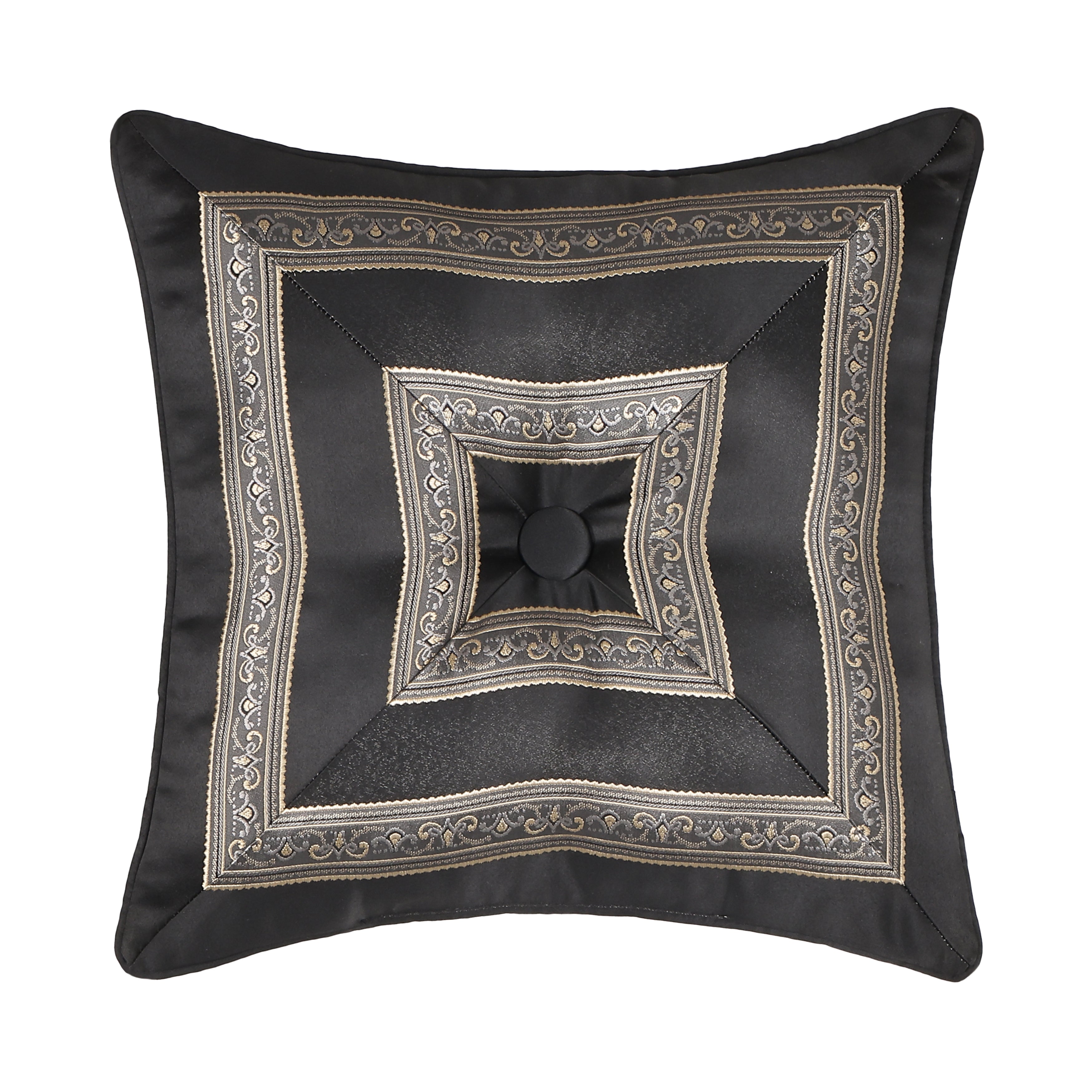 HarrimanBlackSquareDecorativeThrowPillow18x18