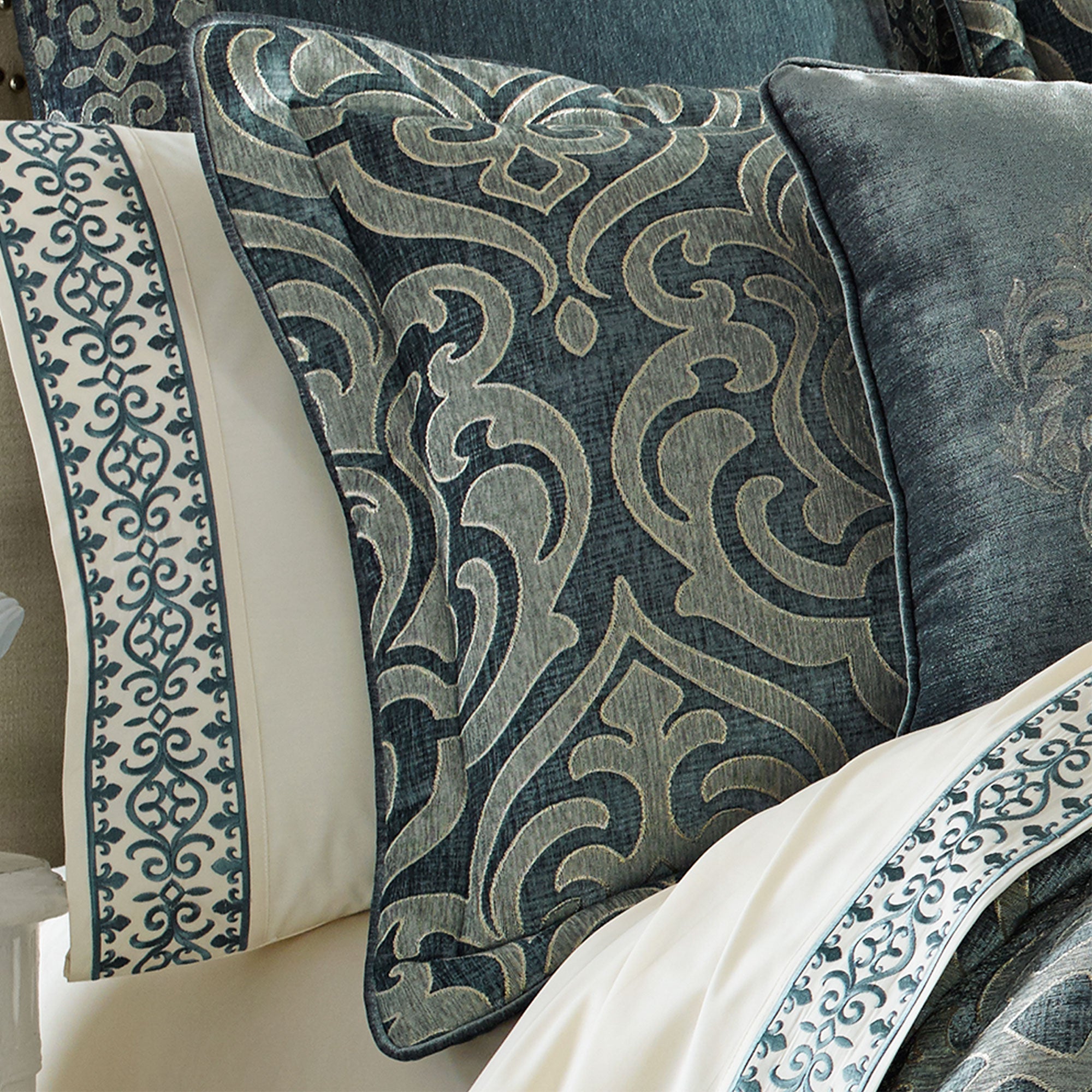 sicily-teal-sham-upclose